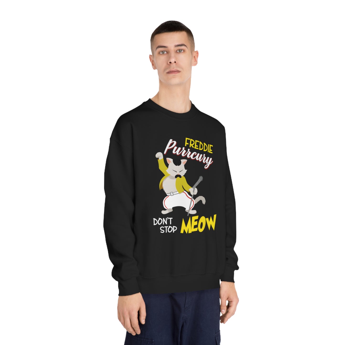 Queen Don't Stop Meow Freddie Purrcury Unisex DryBlend® Crewneck Sweatshirt