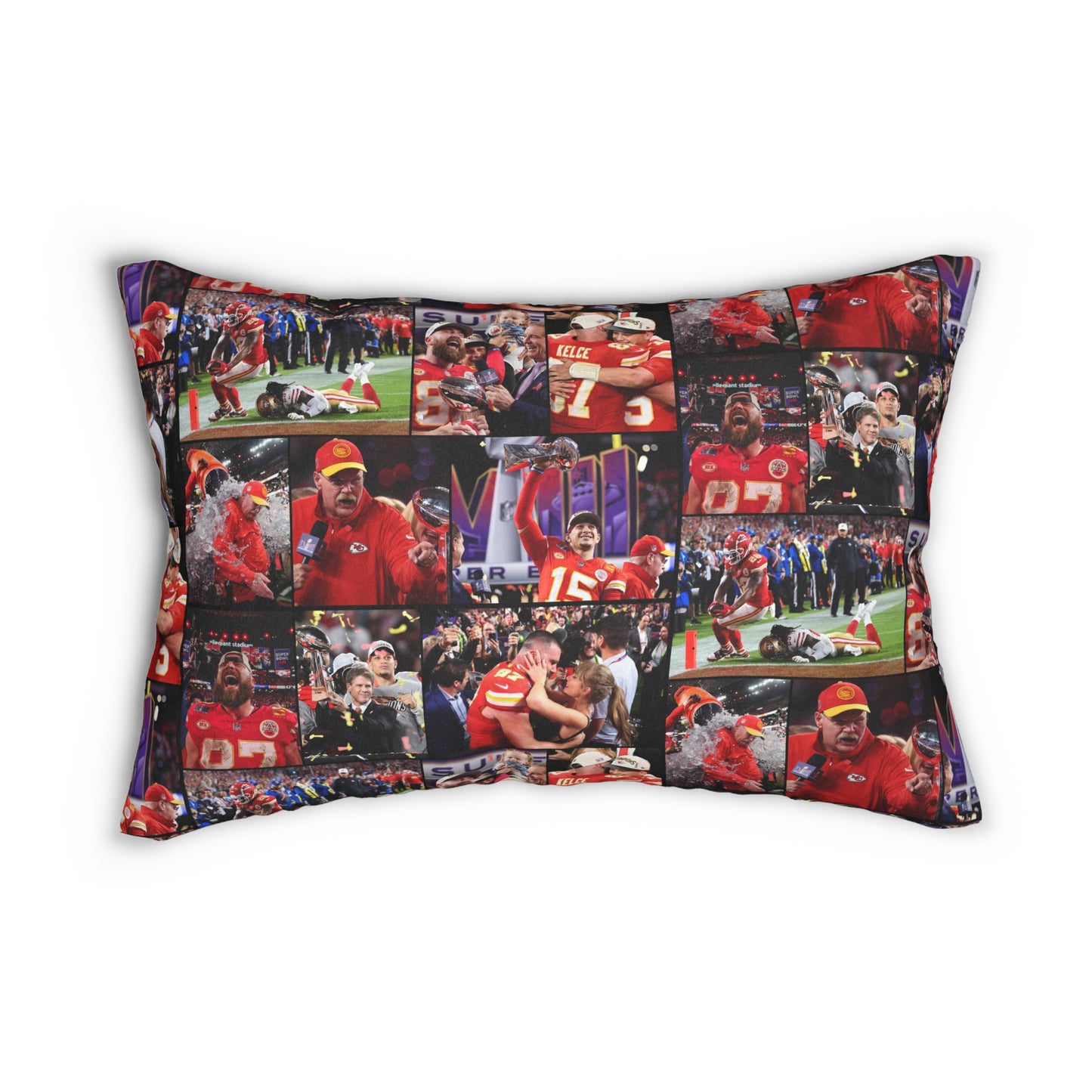 Kansas City Chiefs Superbowl LVIII Championship Victory Collage Spun Polyester Lumbar Pillow