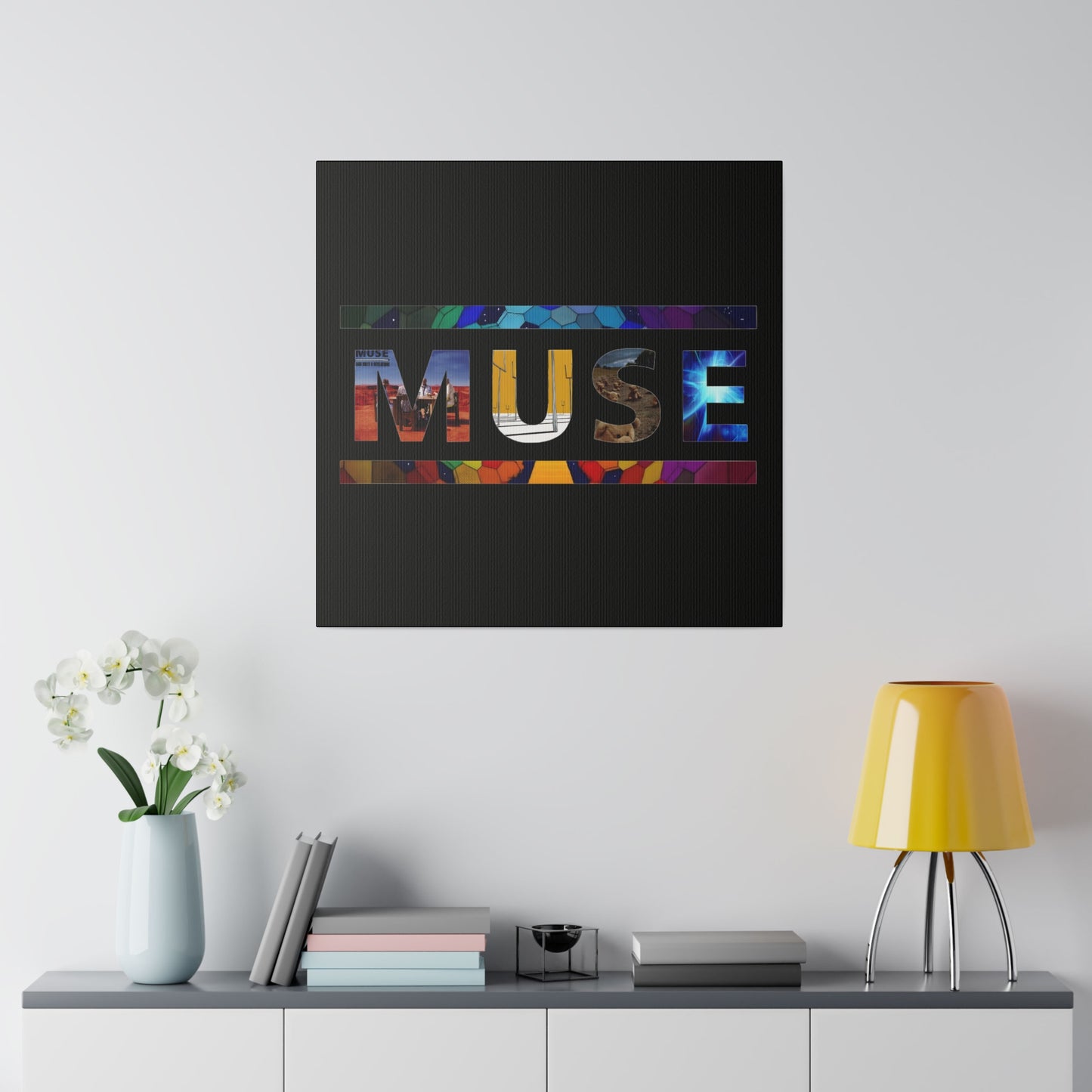 Muse Album Art Letters Thin Matte Stretched Canvas