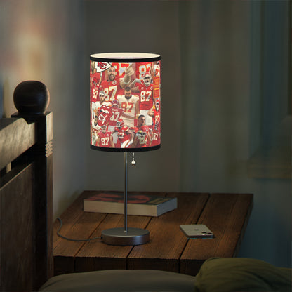 Travis Kelce Chiefs Red Collage Lamp on a Stand