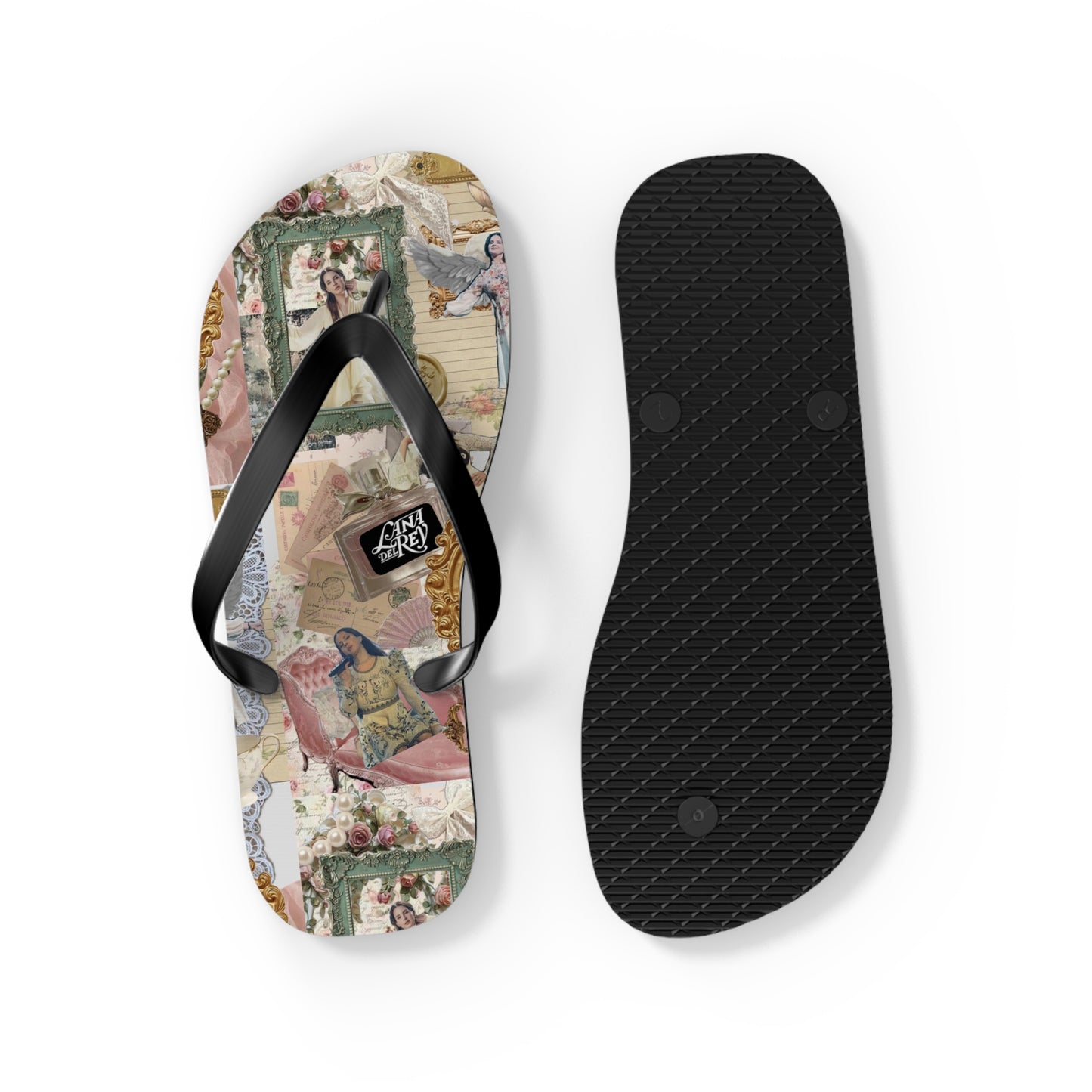 Lana Del Rey Victorian Collage Flip Flops