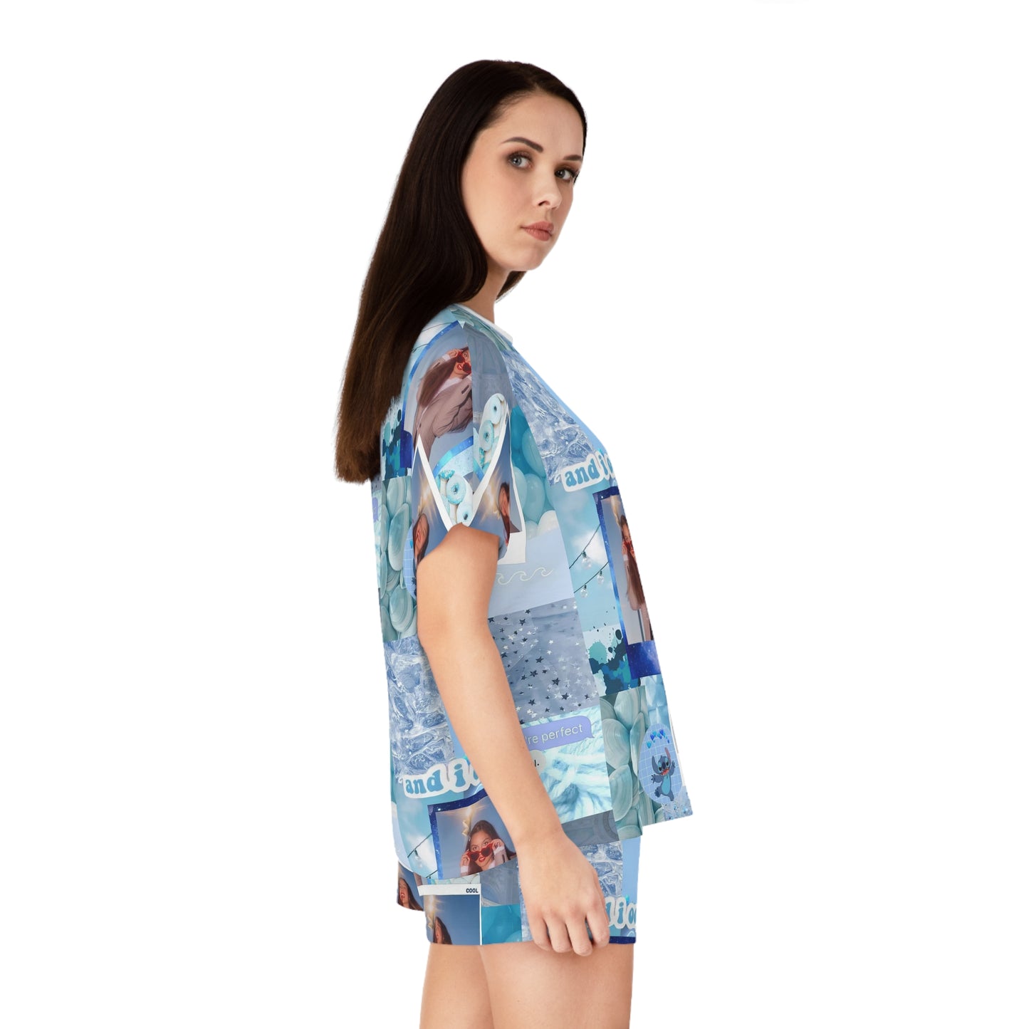 Olivia Rodrigo Light Blue Aesthetic Collage Women's Short Pajama Set