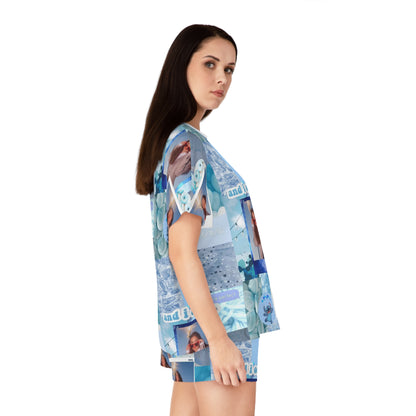 Olivia Rodrigo Light Blue Aesthetic Collage Women's Short Pajama Set