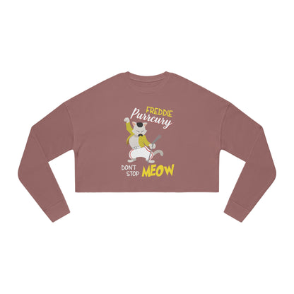 Queen Don't Stop Meow Freddie Purrcury Women's Cropped Sweatshirt