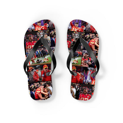 Kansas City Chiefs Superbowl LVIII Championship Victory Collage Flip Flops