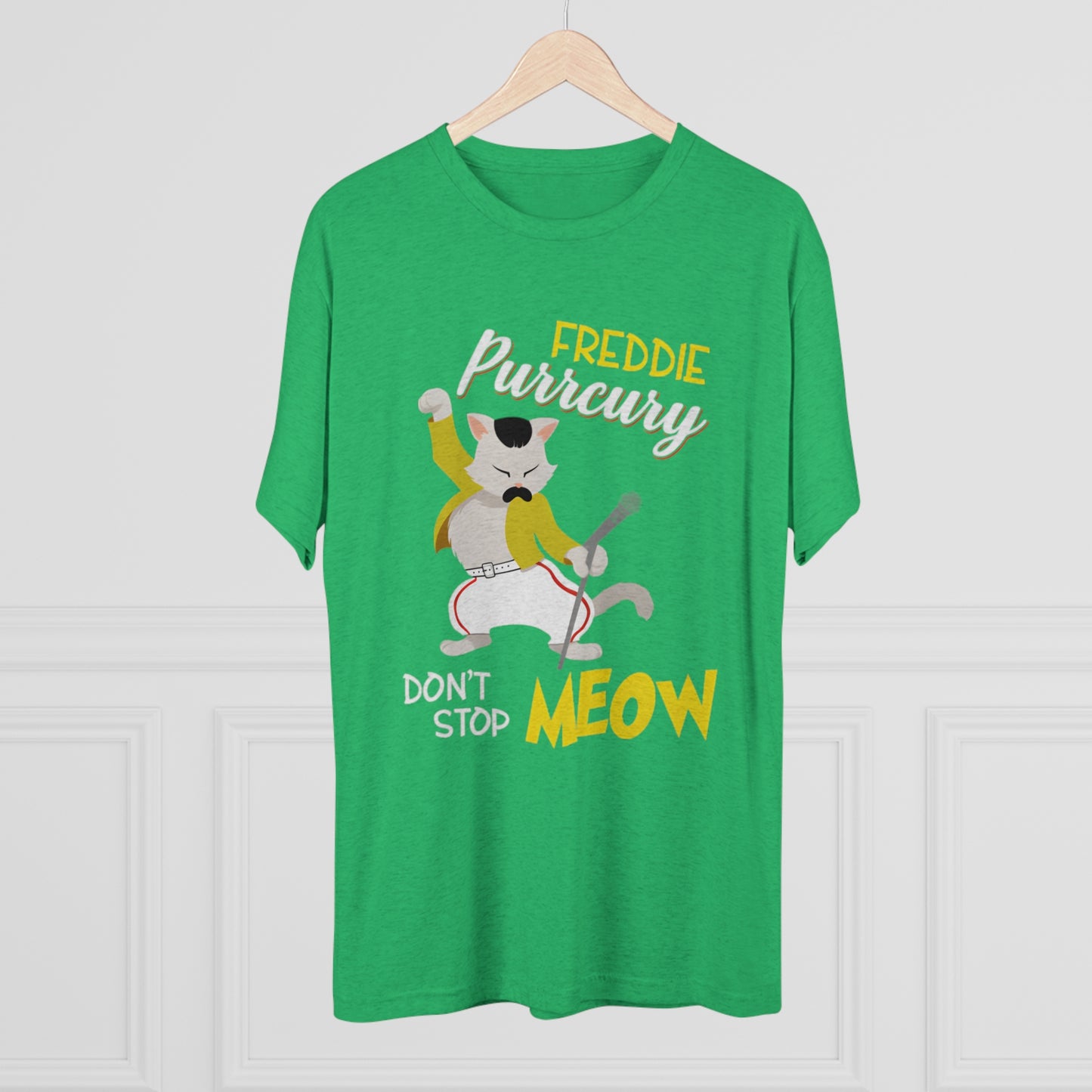 Queen Don't Stop Meow Freddie Purrcury Unisex Tri-Blend Crew Tee