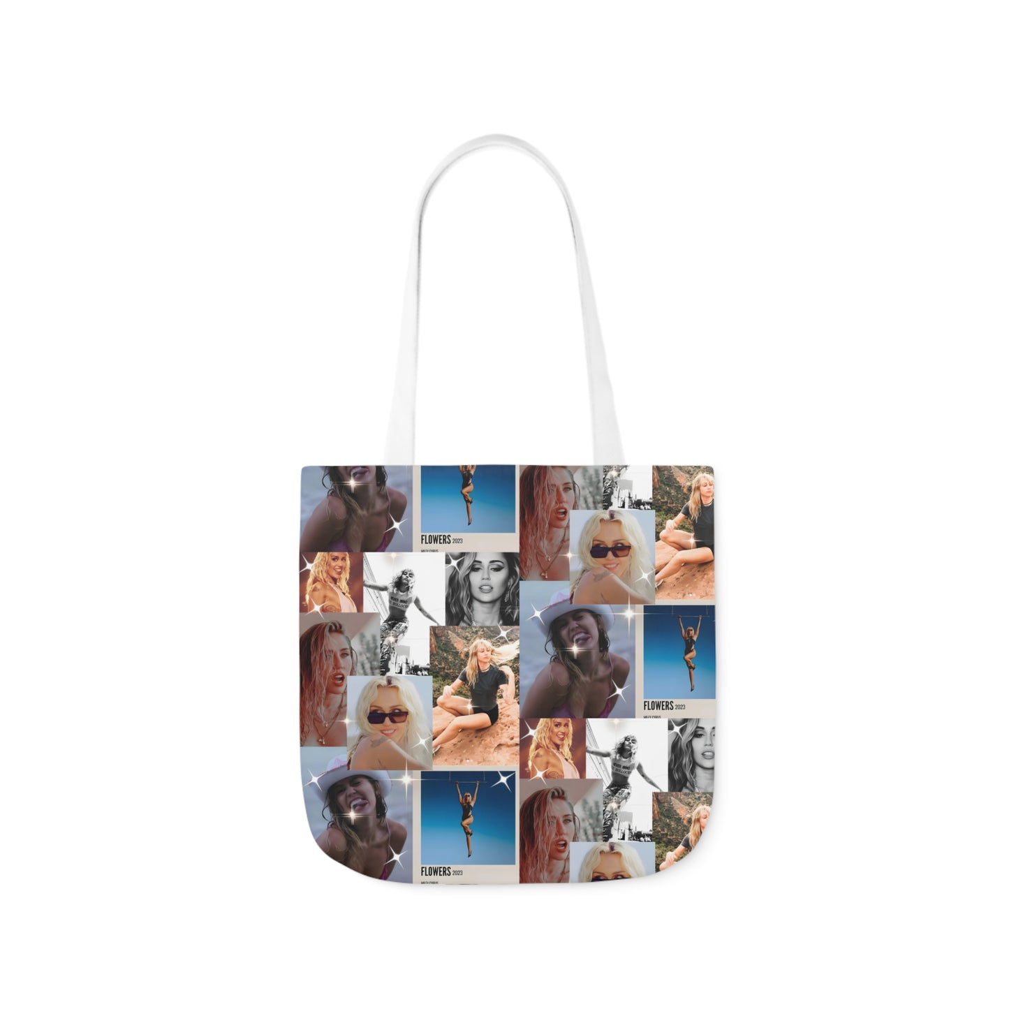 Miley Cyrus Flowers Photo Collage Polyester Canvas Tote Bag