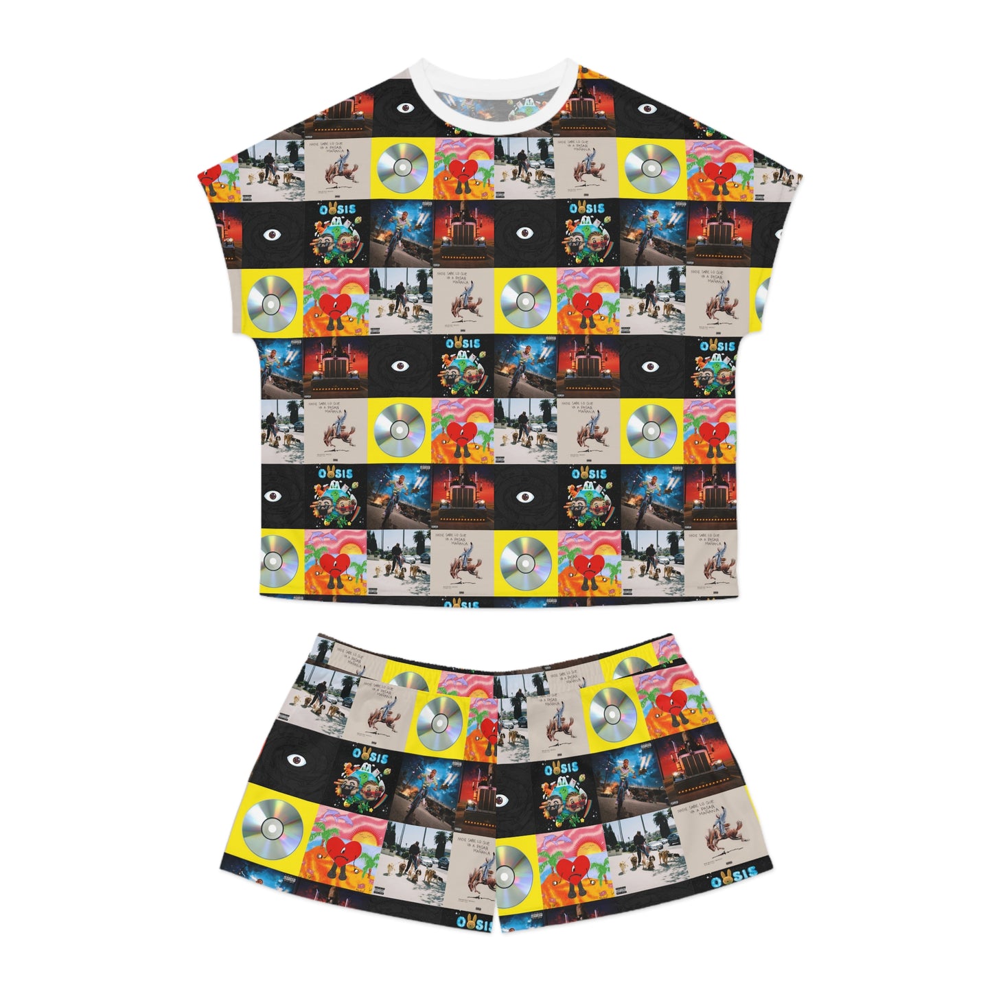 Bad Bunny Album Art Collage Women's Short Pajama Set