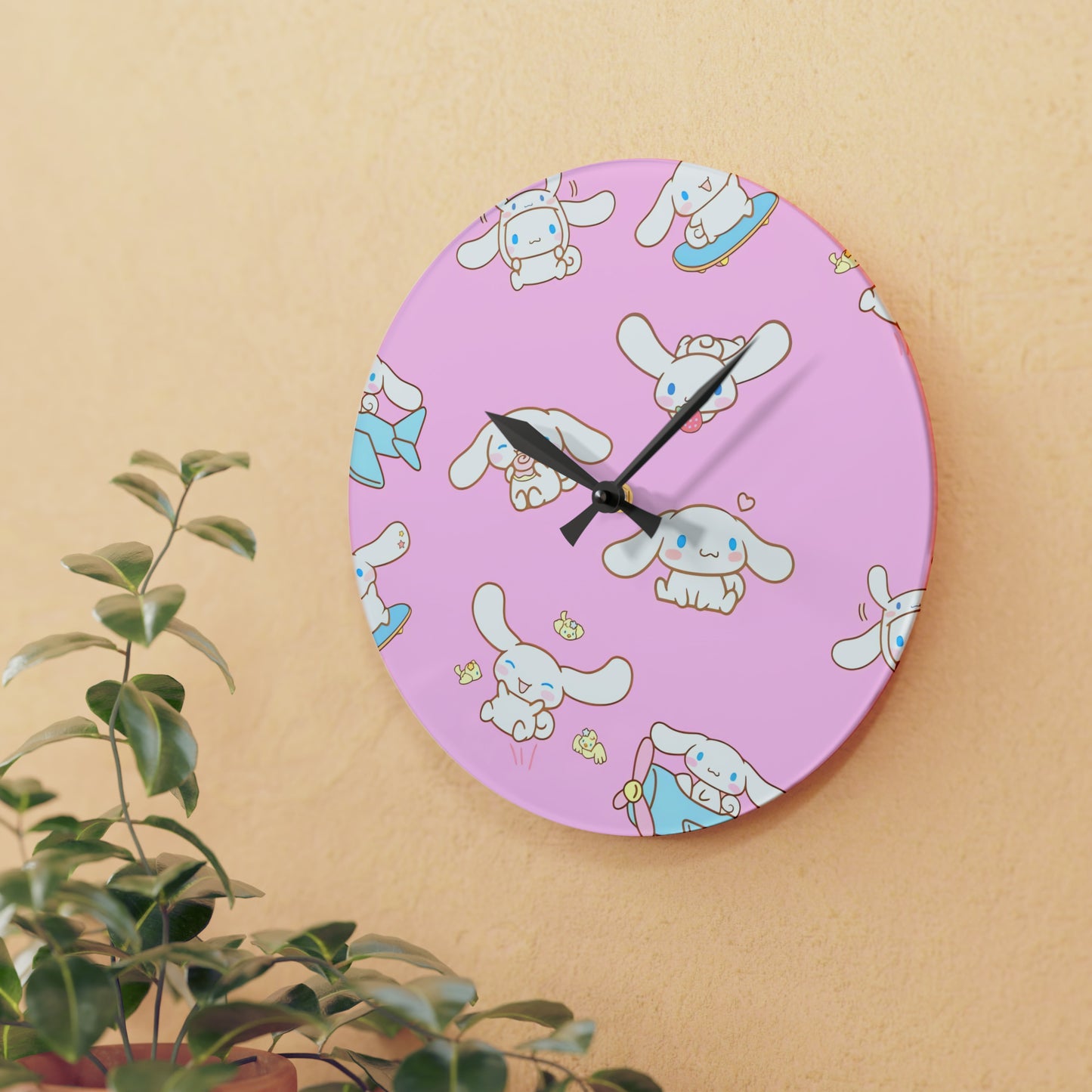 Cinnamoroll Playing Around Pattern Acrylic Wall Clock