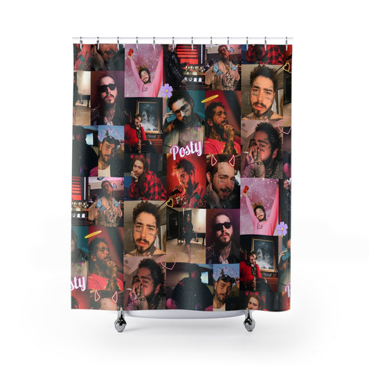 Post Malone Posty Love Photo Collage Shower Curtain
