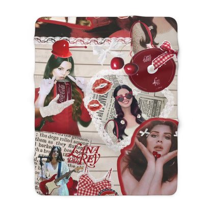 Lana Del Rey Cherry Coke Collage Sherpa Fleece Blanket