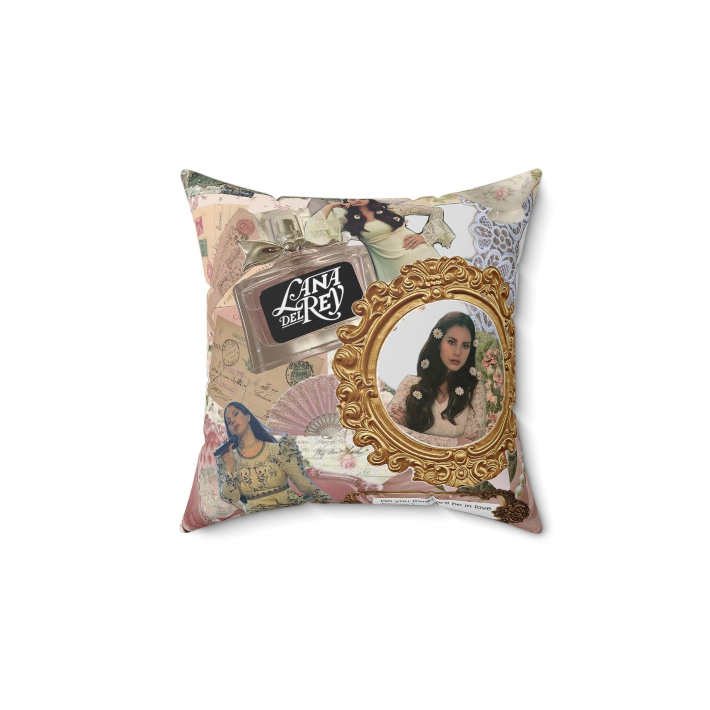 Lana Del Rey Victorian Collage Spun Polyester Square Pillow