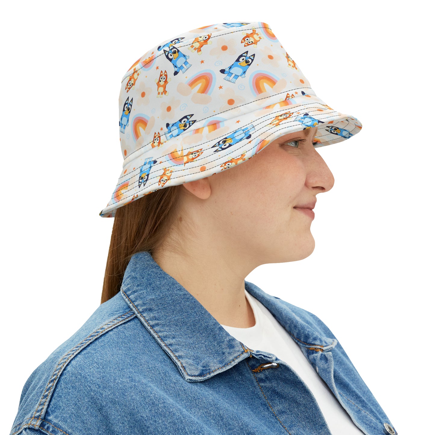 Bluey Rainbows & Flowers Pattern Bucket Hat