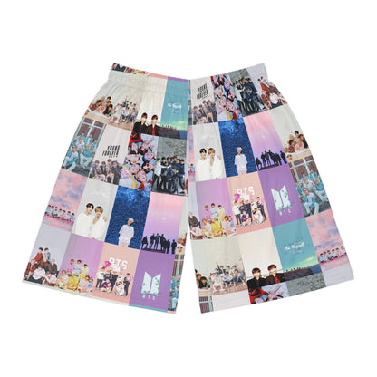 BTS Pastel Aesthetic Collage Basketball Shorts