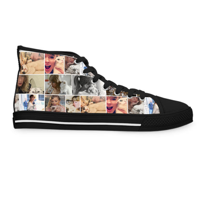 Taylor Swift's Cats Collage Pattern Women's High Top Sneakers