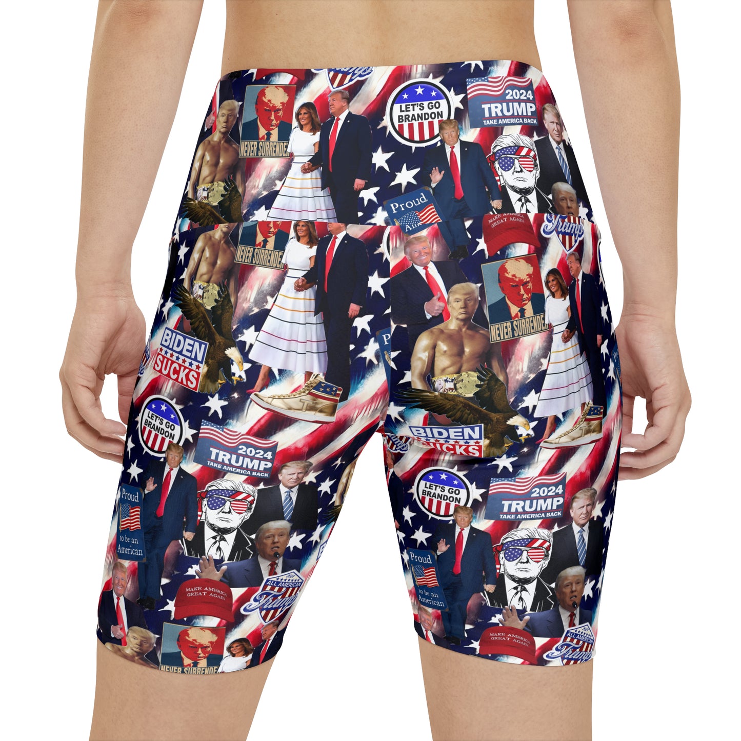 Donald Trump 2024 MAGA Montage Women's Workout Shorts