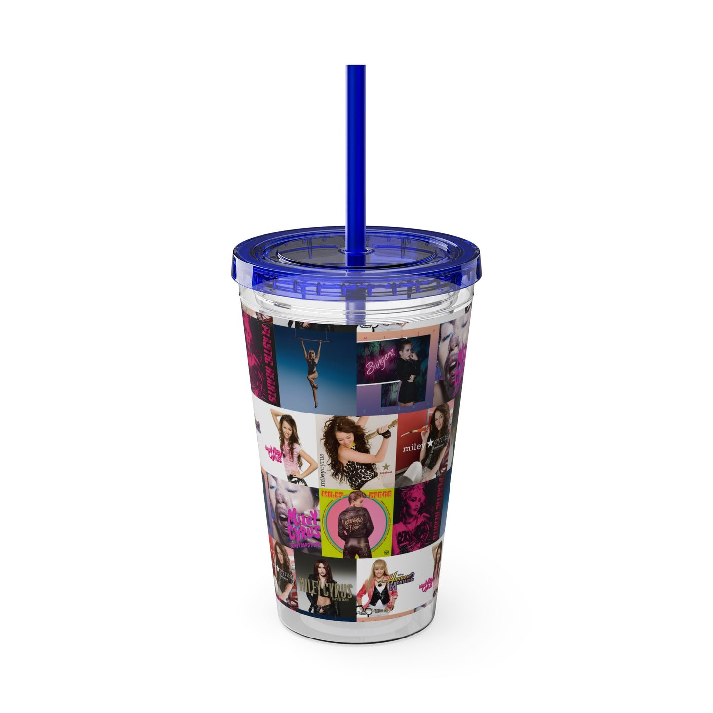 Miley Cyrus Album Cover Collage Sunsplash Tumbler with Straw