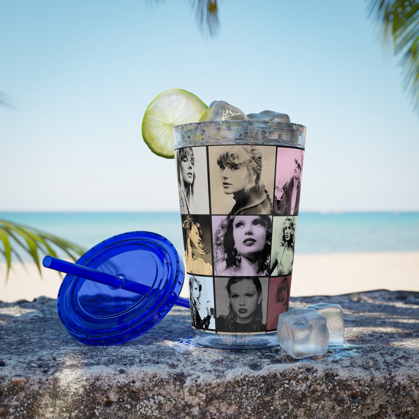 Taylor Swift Eras Collage Sunsplash Tumbler with Straw