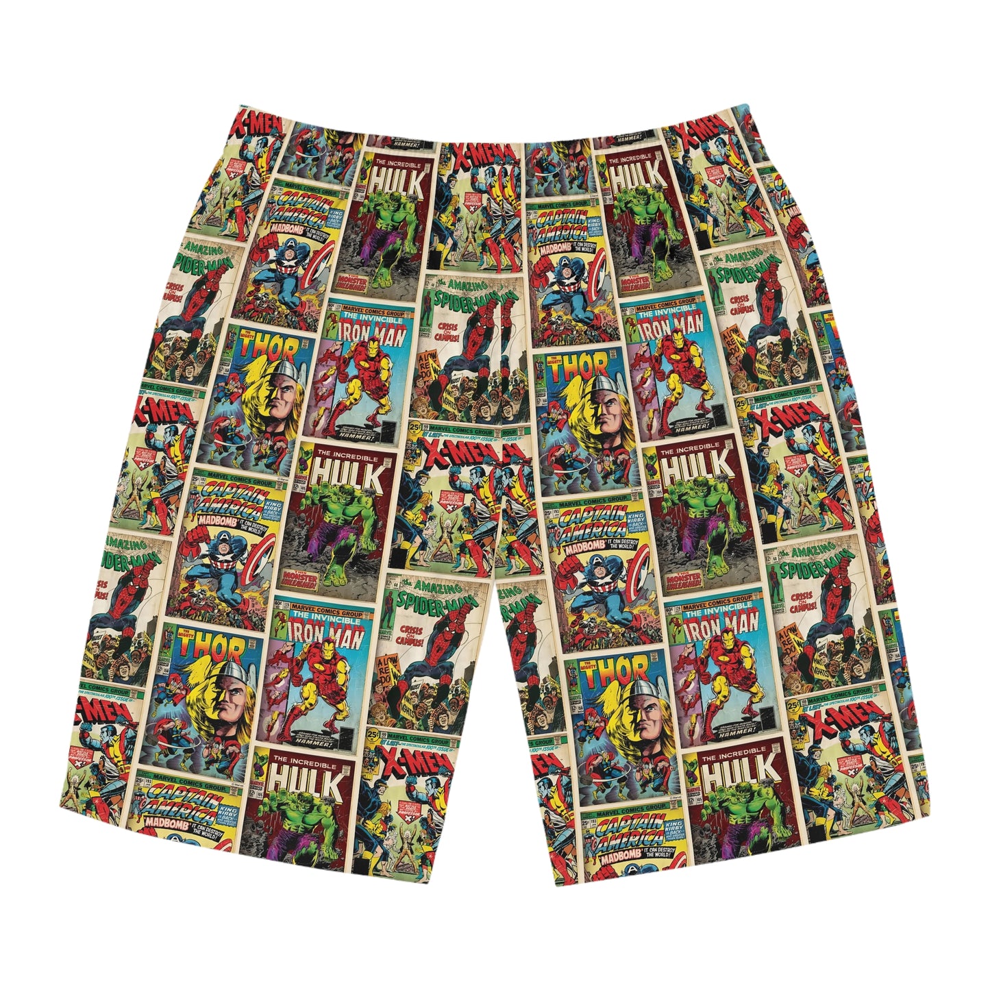 Marvel Comic Book Cover Collage Men's Board Shorts