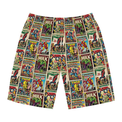 Marvel Comic Book Cover Collage Men's Board Shorts