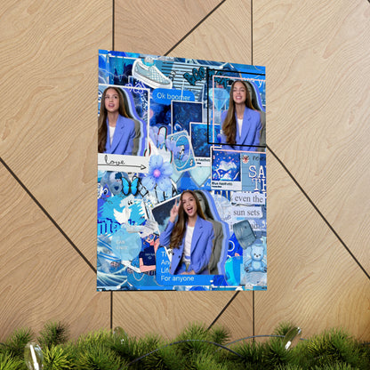 Olivia Rodrigo Blue Aesthetic Collage Matte Poster