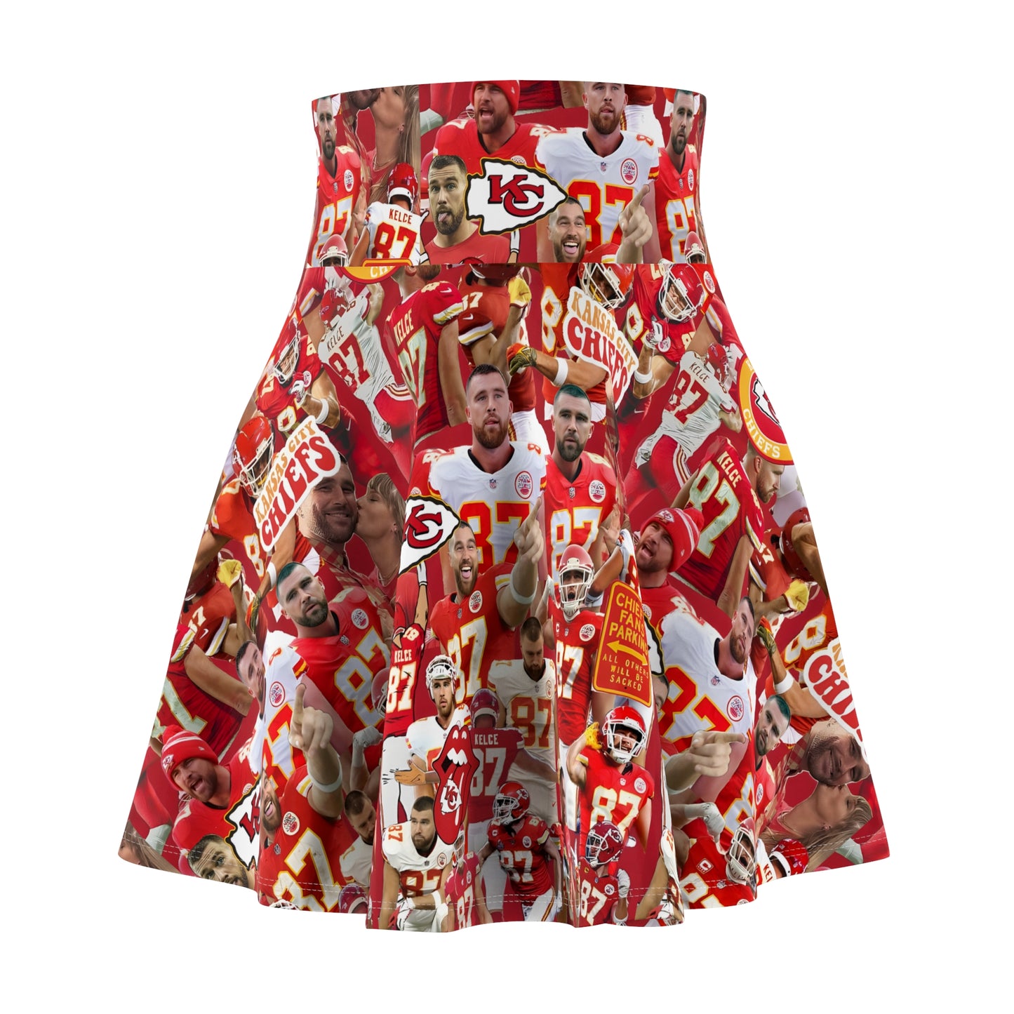 Travis Kelce Chiefs Red Collage Women's Skater Skirt