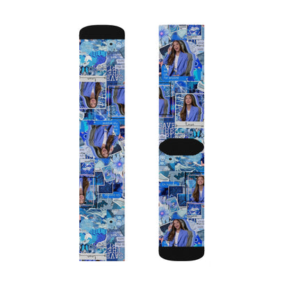 Olivia Rodrigo Blue Aesthetic Collage Tube Socks