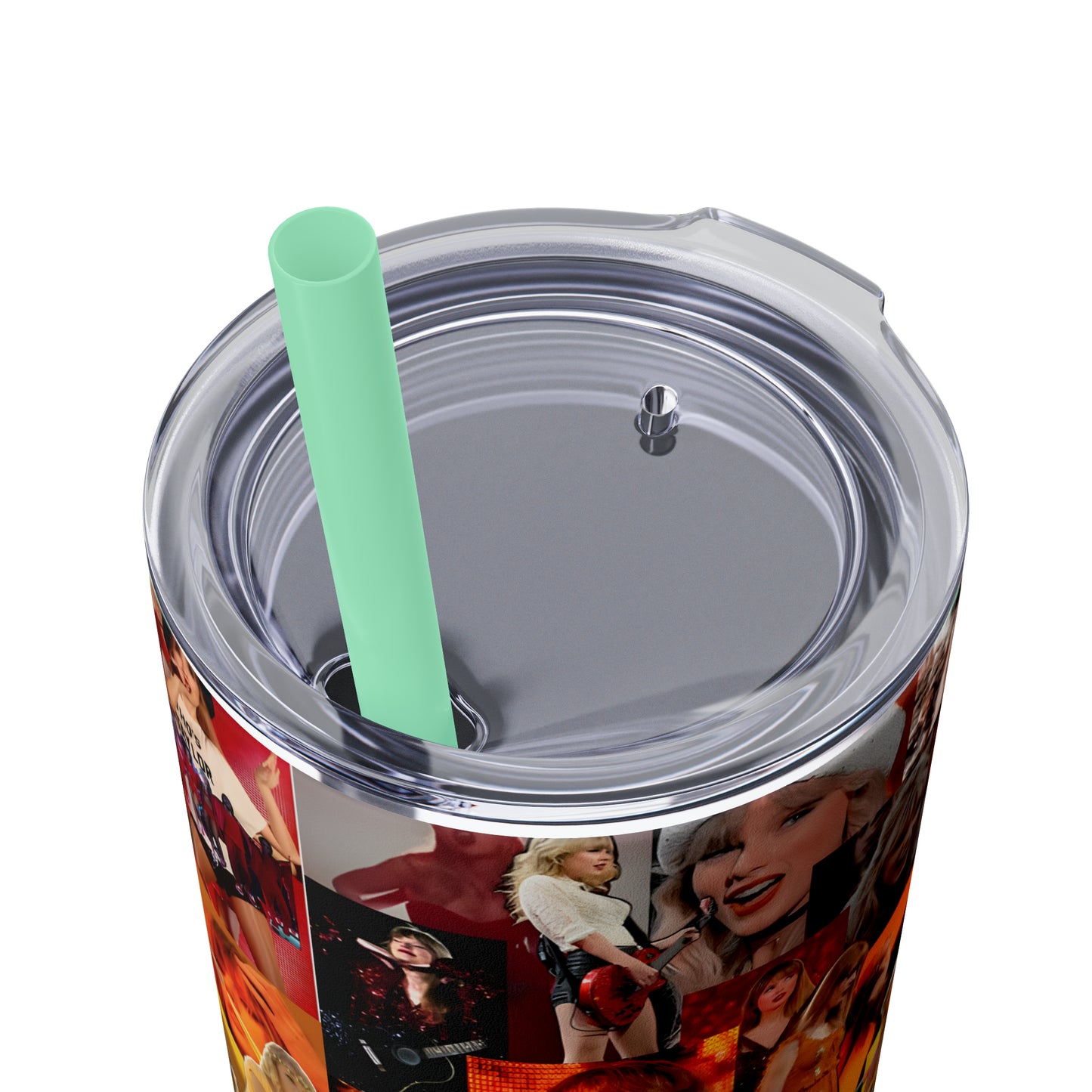 Taylor Swift Rainbow Photo Collage Skinny Tumbler with Straw