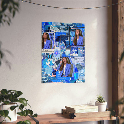 Olivia Rodrigo Blue Aesthetic Collage Matte Poster