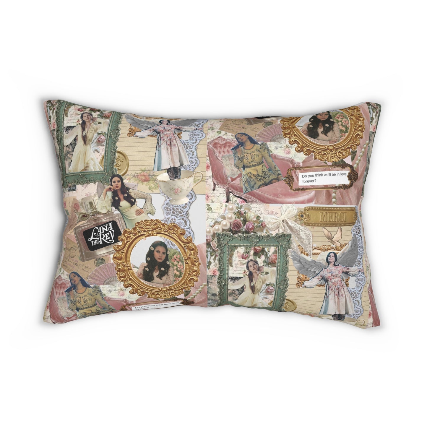 Lana Del Rey Victorian Collage Polyester Lumbar Pillow