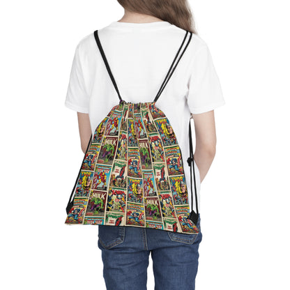 Marvel Comic Book Cover Collage Outdoor Drawstring Bag