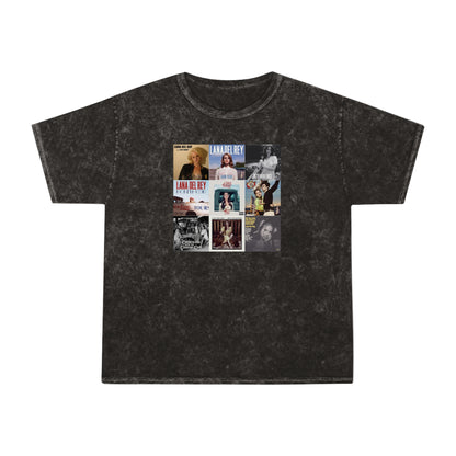 Lana Del Rey Album Cover Collage Unisex Mineral Wash Vintage Tee Shirt