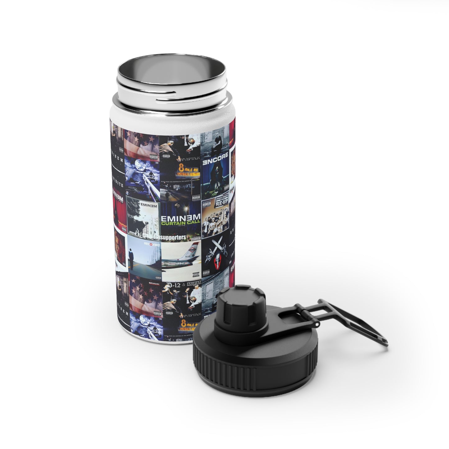 Eminem Album Art Cover Collage Stainless Steel Sports Lid Water Bottle