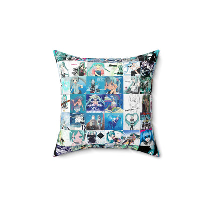 Hatsune Miku Album Cover Collage Spun Polyester Square Pillow