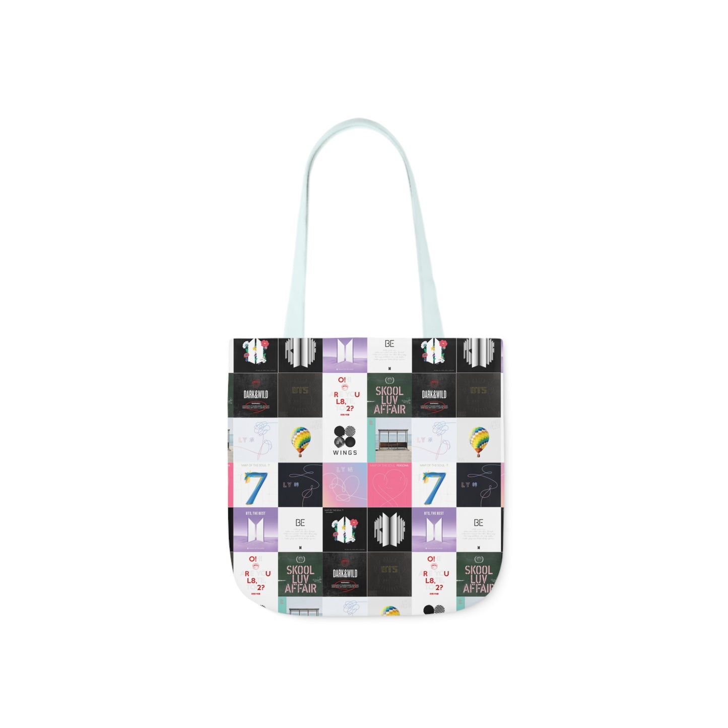 BTS Album Cover Art Collage Polyester Canvas Tote Bag