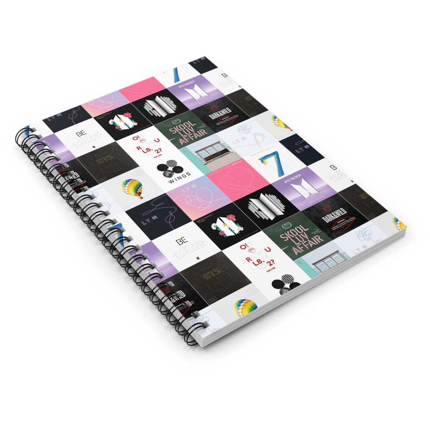 BTS Album Cover Art Collage Ruled Line Spiral Notebook