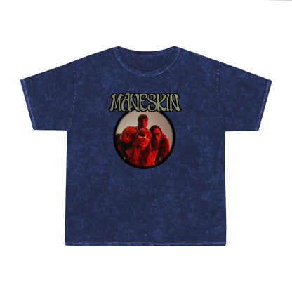 Måneskin Circular Group Photo Unisex Mineral Wash Vintage Tee Shirt