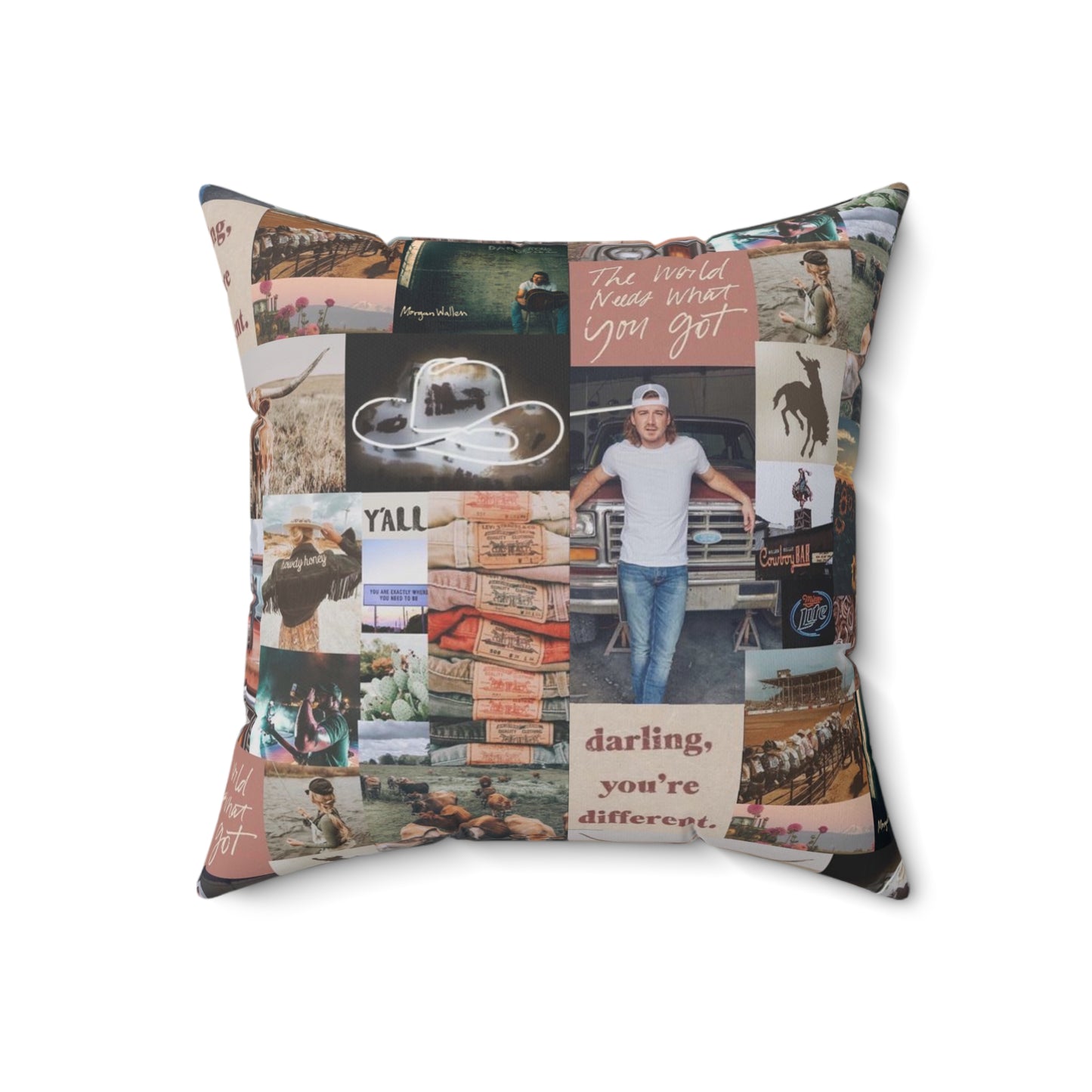 Morgan Wallen Darling You're Different Collage Spun Polyester Square Pillow