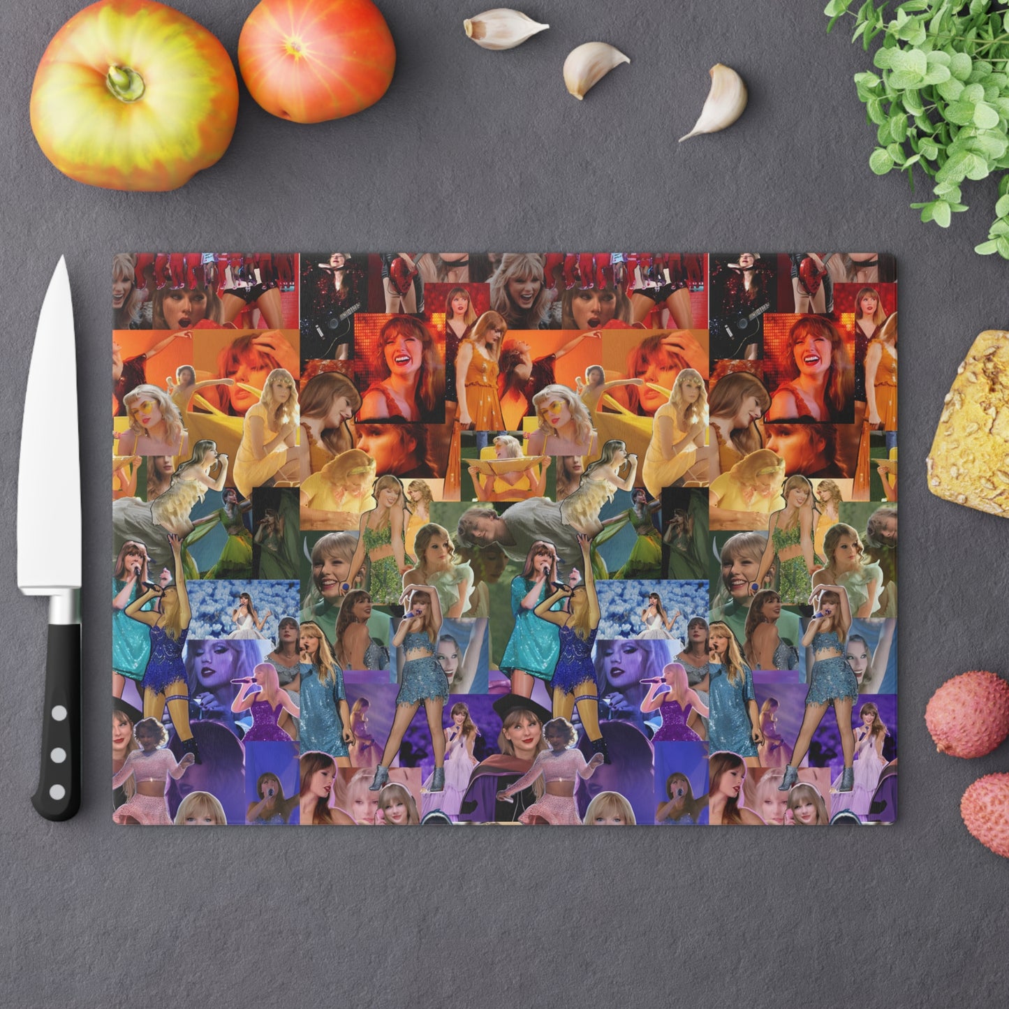 Taylor Swift Rainbow Photo Collage Cutting Board