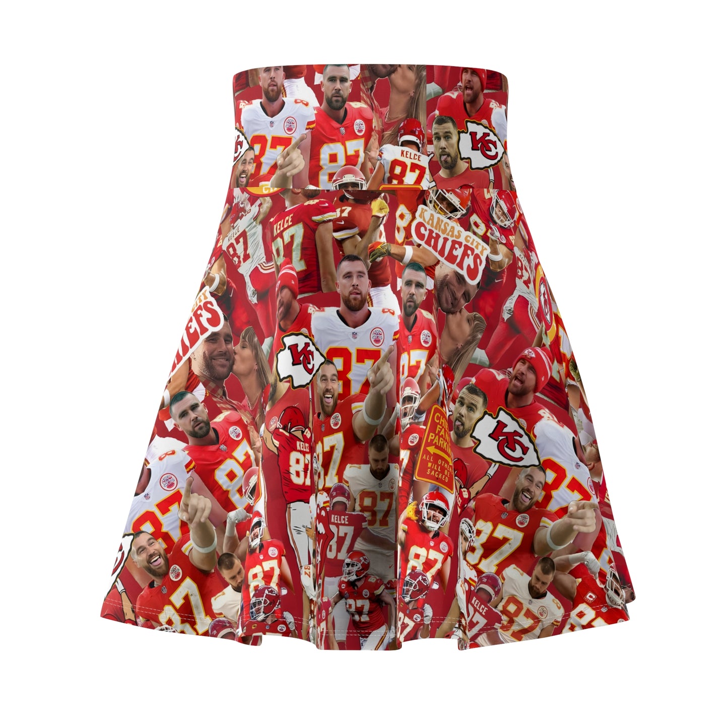 Travis Kelce Chiefs Red Collage Women's Skater Skirt