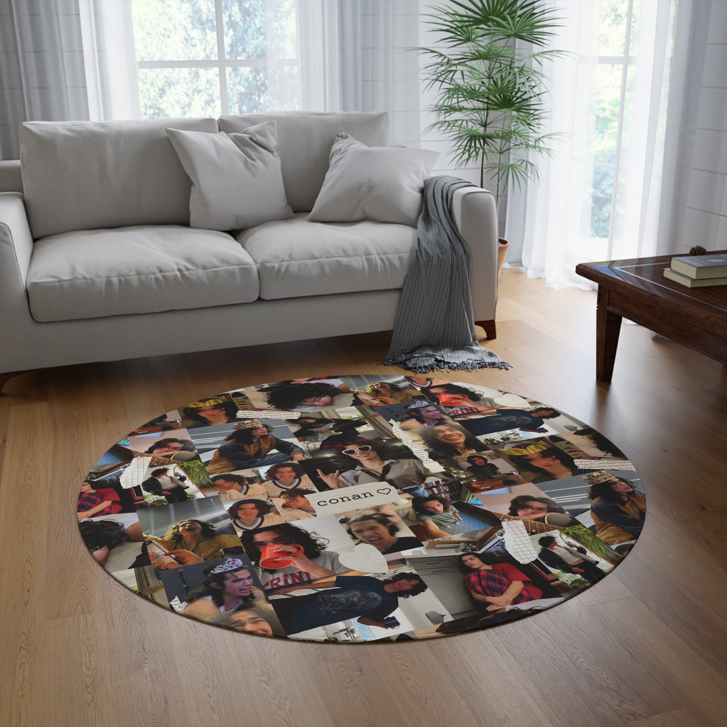 Conan Grey Being Cute Photo Collage Round Rug