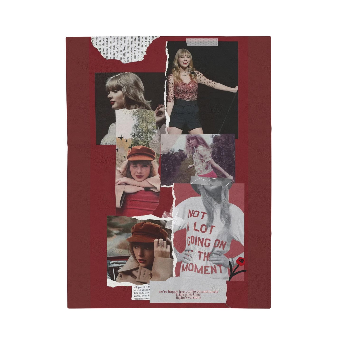 Taylor Swift Red Taylor's Version Collage Velveteen Plush Blanket