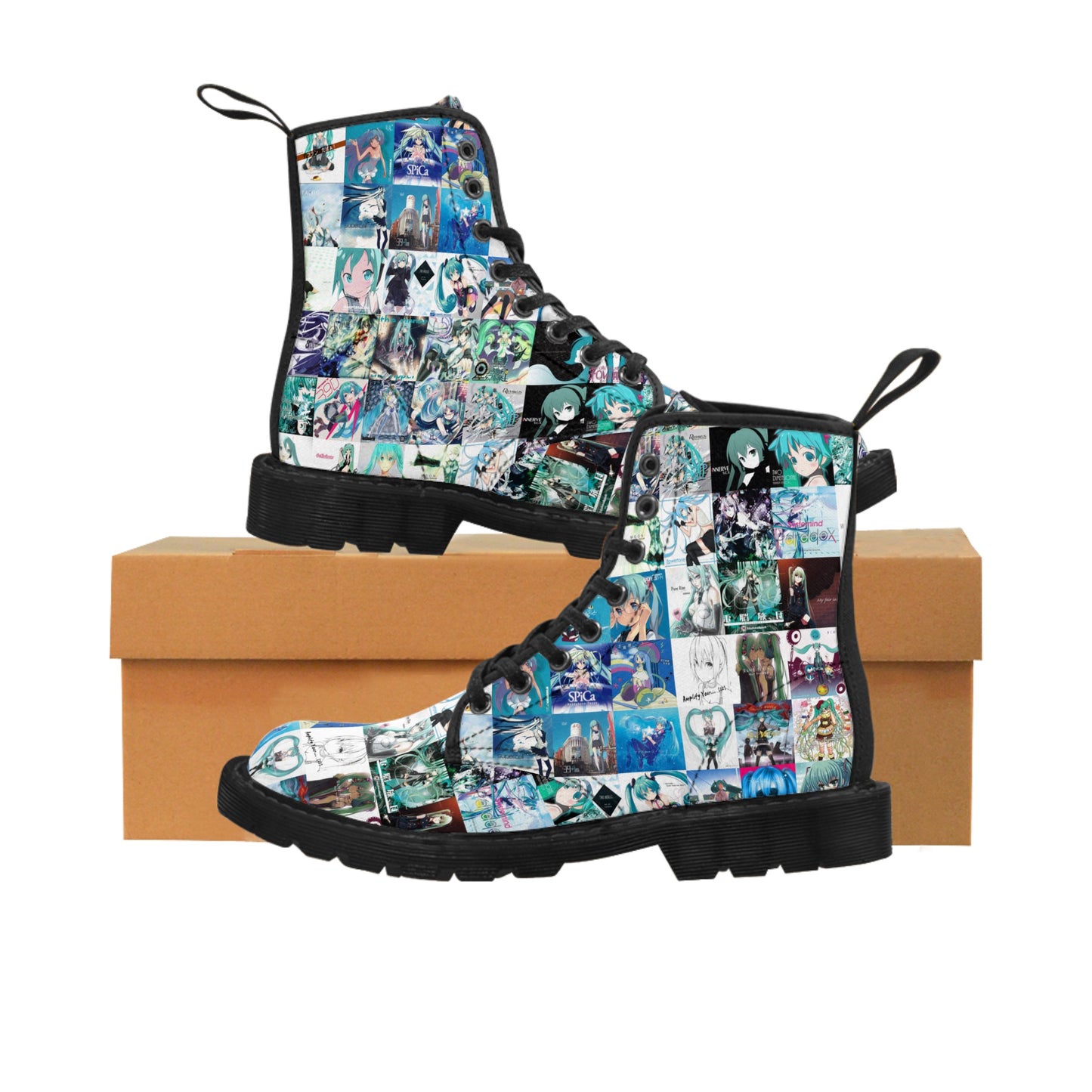 Hatsune Miku Album Cover Collage Women's Canvas Boots