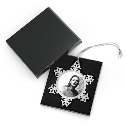 Taylor Swift Reputation Album Cover Art Pewter Snowflake Ornament