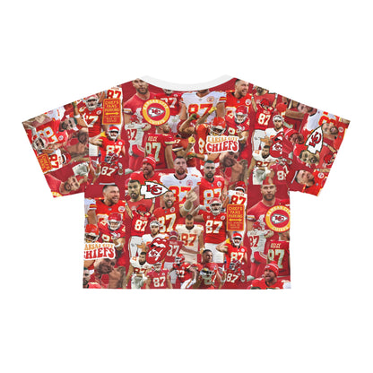 Travis Kelce Chiefs Red Collage Crop Tee