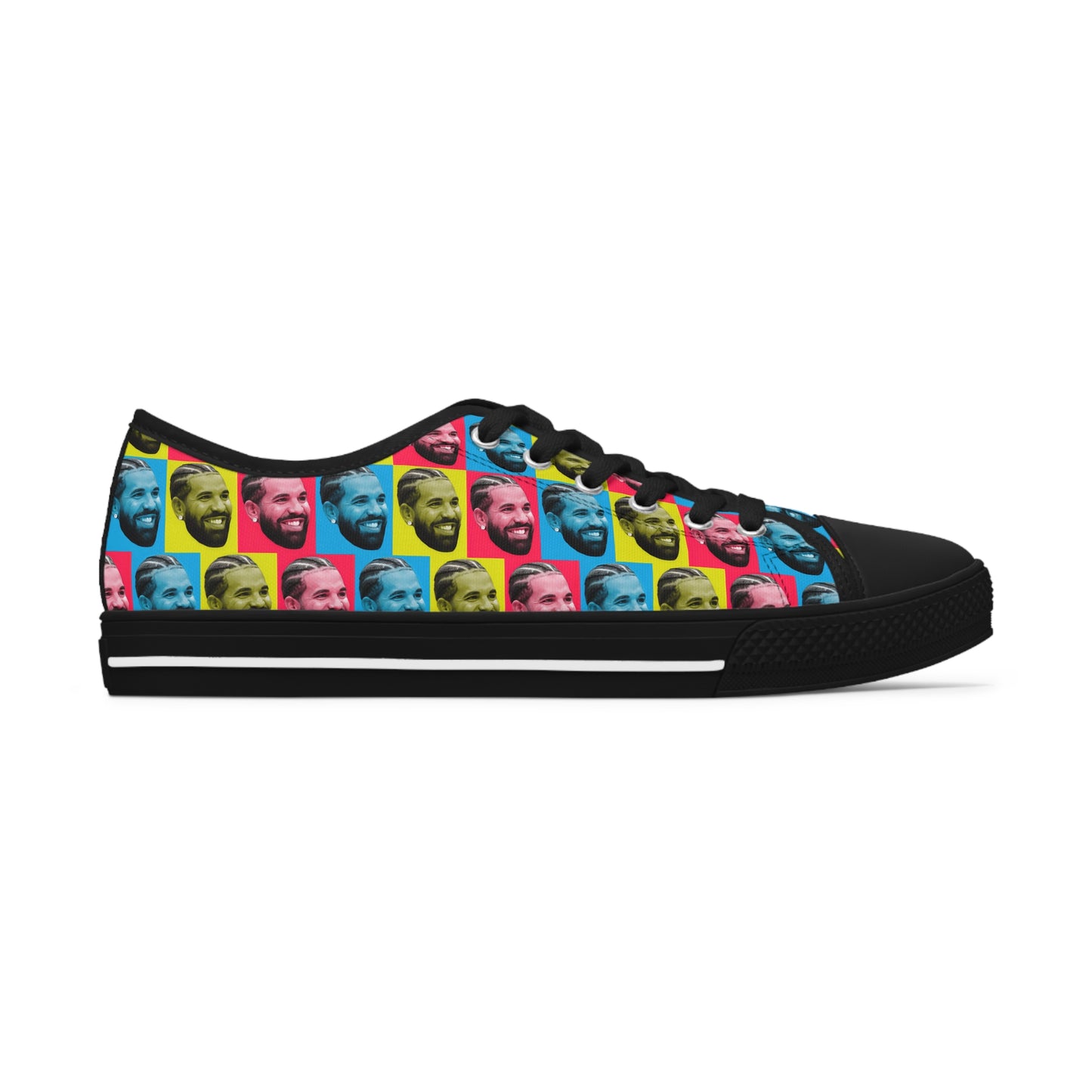 Drake Colored Checker Faces Women's Low Top Sneakers