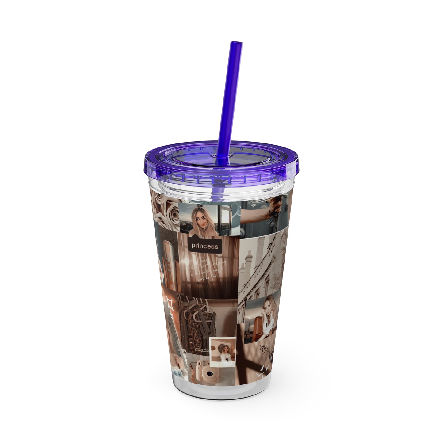 Sabrina Carpenter Peachy Princess Collage Sunsplash Tumbler with Straw