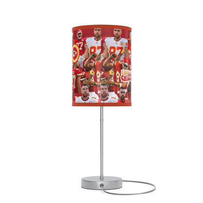 Travis Kelce Chiefs Red Collage Lamp on a Stand