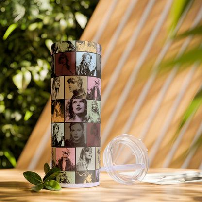 Taylor Swift Eras Collage Skinny Tumbler with Straw