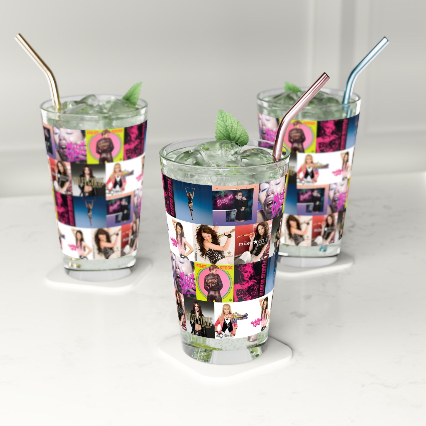 Miley Cyrus Album Cover Collage Pint Glass